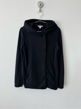 James Perse 100% Cotton Black Asymmetrical Full Zip  Hoodie - Size 2/M